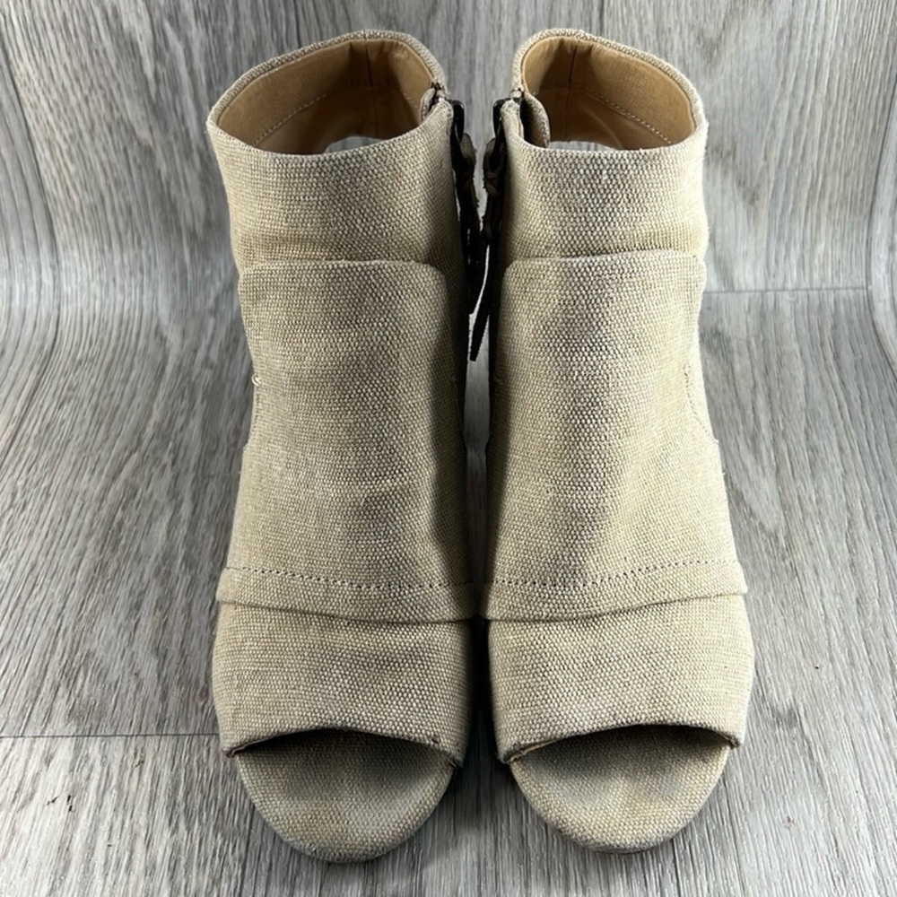 Splendid Tan Peep-Toe Heeled Boots - Picture 2 of 16